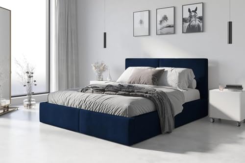 Interbeds Polsterbett Hilton 140x200cm in 6 Farben inkl. Matratze und Lattenrost (blau) von Interbeds