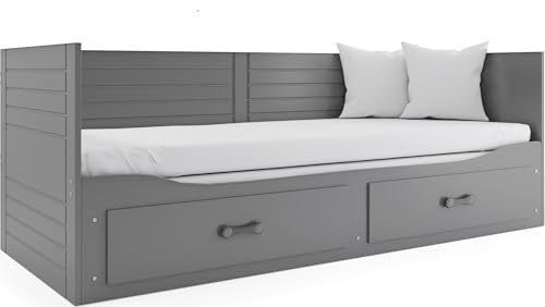 Interbeds Tagesbett Funktionsbett Hermes weiß & grau mit Lattenrost und Matratzen (grau) von Interbeds