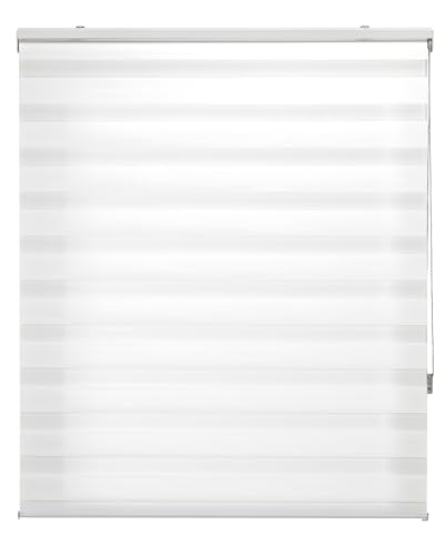 INTERBLIND | Elegantes Rollo für Nacht und Tag, Größe 110 x 180 cm (Breite x Höhe), einfache Montage, Stoffgröße 107 x 175 cm, Weiß von Interblind