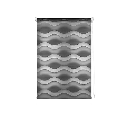 INTERBLIND Rollo für Nacht und Tag, doppelschichtig, gewellt, Größe 47 x 150, vielseitige Installation: Aufhängen, Schrauben, Stoffgröße 44 x 145 cm von INTERBLIND
