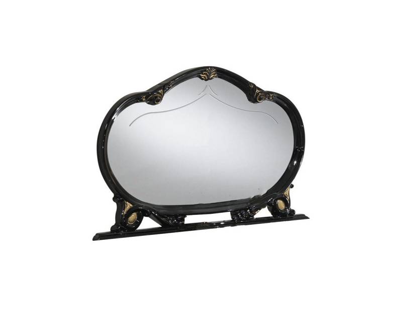 Interdesign24 Barockspiegel Bella (mit schwungvollem Rahmen und Goldverzierungen, mit Gravur), in Schwarz/Gold Hochglanz von Interdesign24