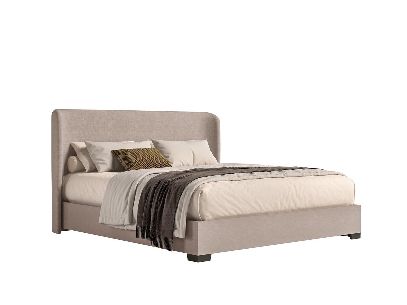 Interdesign24 Bett Silvana (mit gepolstertem Kopfteil, in Beige Hochglanz), Made in Italy von Interdesign24