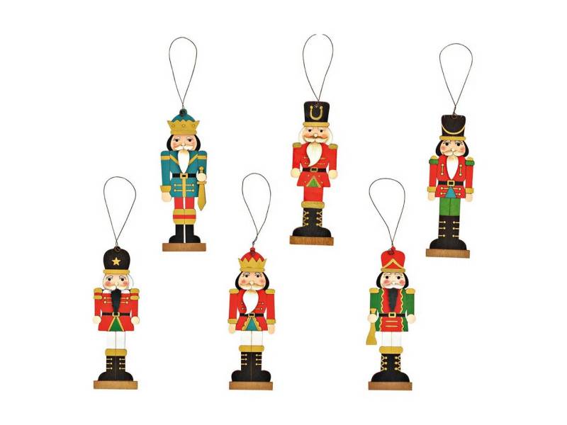 Interdesign24 Christbaumschmuck Nussknacker (6-tlg), aus Holz 6 Stück Bunt von Interdesign24