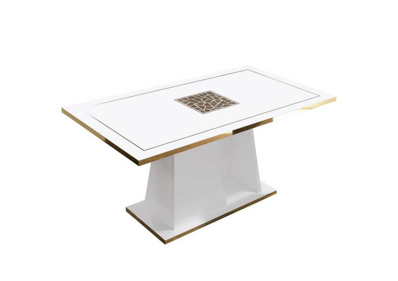 Interdesign24 Esstisch Stella (mit Seidensiebdruck, in Weiß/Gold Hochglanz), Made in Italy von Interdesign24