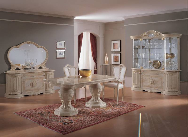 Interdesign24 Esszimmer-Set Bella, (8-Teilig, im Barock-Stil, mit Goldverzierungen), in Beige/Gold Hochglanz von Interdesign24