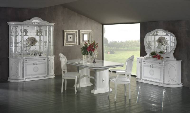Interdesign24 Esszimmer-Set Venus, (8-Teilig, im Barock-Stil, mit Silberverzierungen), in Weiß/Silber Hochglanz von Interdesign24