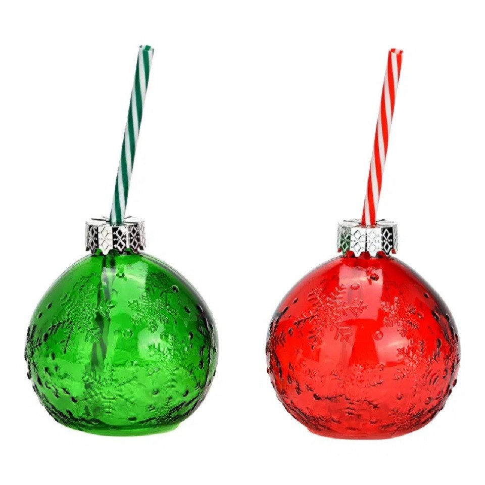 Interdesign24 Glas Weihnachtskugel Glas 2er-Set mit Strohhalm Interdesign24 Glas Weihnachtskugel Glas 2er-Set mit Strohhalm von Interdesign24