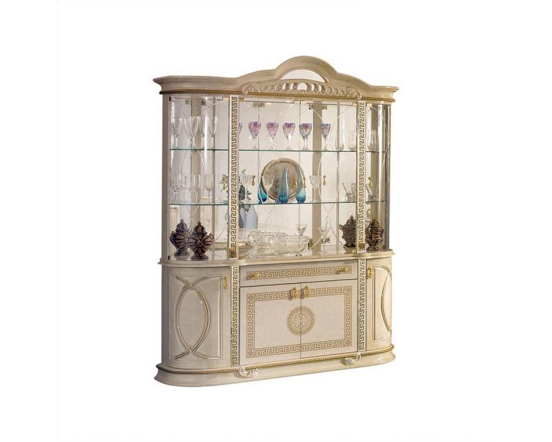 Interdesign24 Glasvitrine Venus (8-Türig, im Barock-Stil, mit Goldverzierungen) in Beige/Gold Hochglanz von Interdesign24