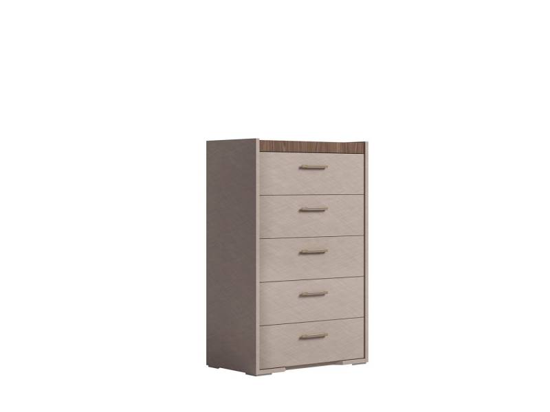 Interdesign24 Hochkommode Amalfi (mit 5 Schubladen, in Beige/Walnussholzoptik Hochglanz), Made in Italy von Interdesign24