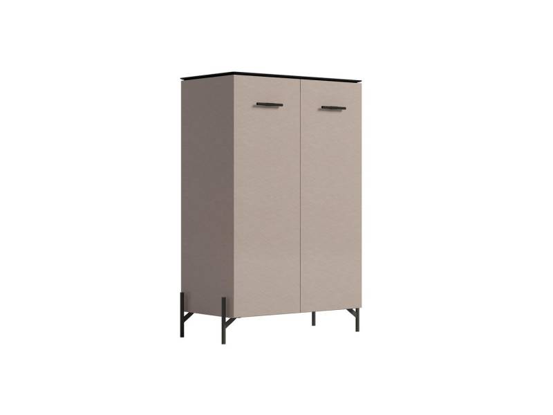 Interdesign24 Hochkommode Silvana (in Beige Hochglanz mit Marmoroptik, 2-Türig), Made in Italy von Interdesign24