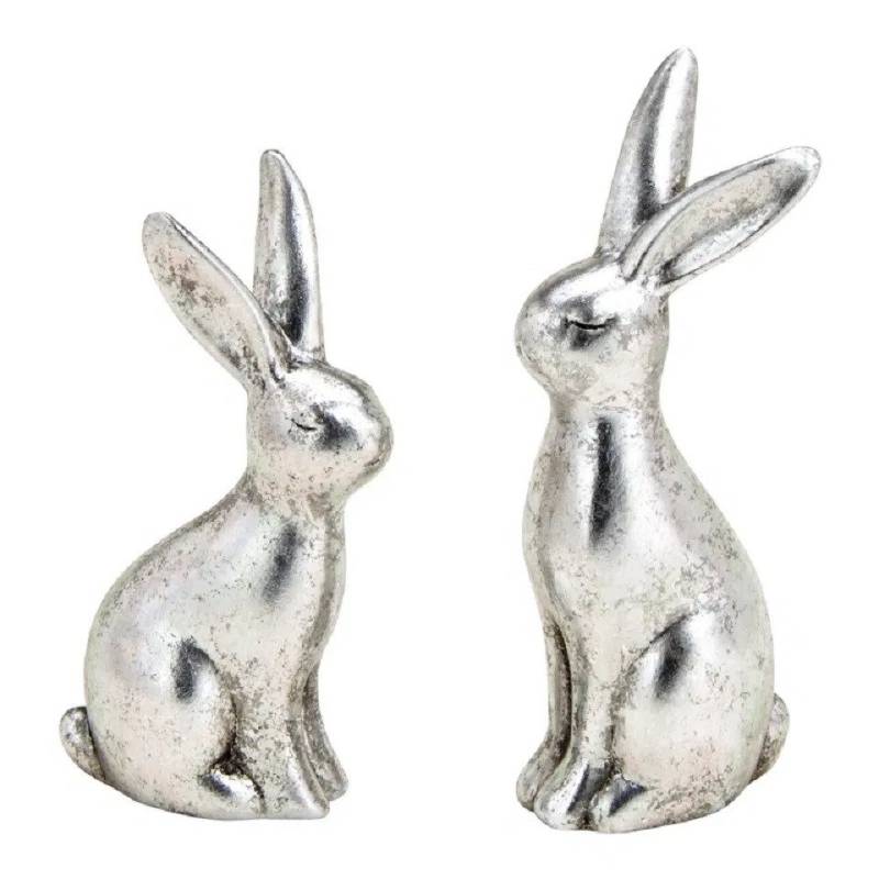 Interdesign24 Osterfigur Osterhasen Silber, aus Keramik, 2er-Set von Interdesign24