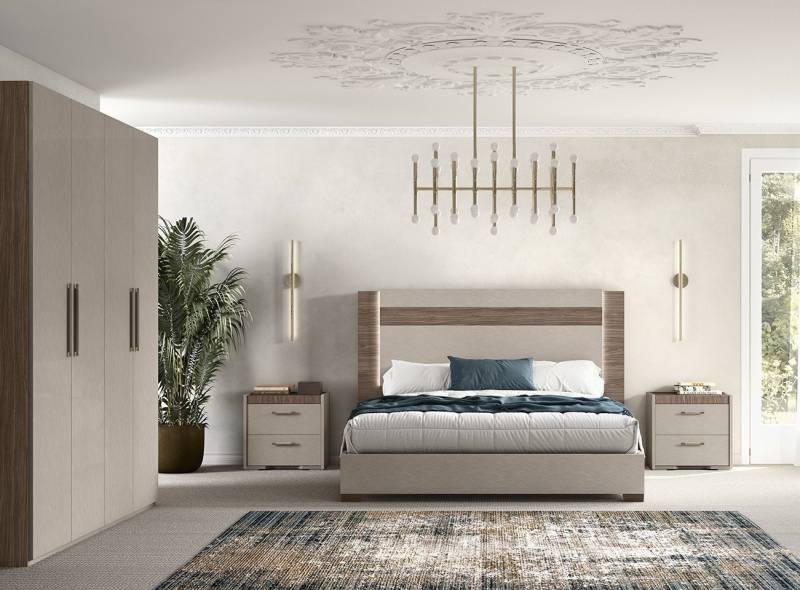 Interdesign24 Schlafzimmer-Set Amalfi, (4-Teilig, in Beige/Walnussholzoptik Hochglanz), Made in Italy von Interdesign24