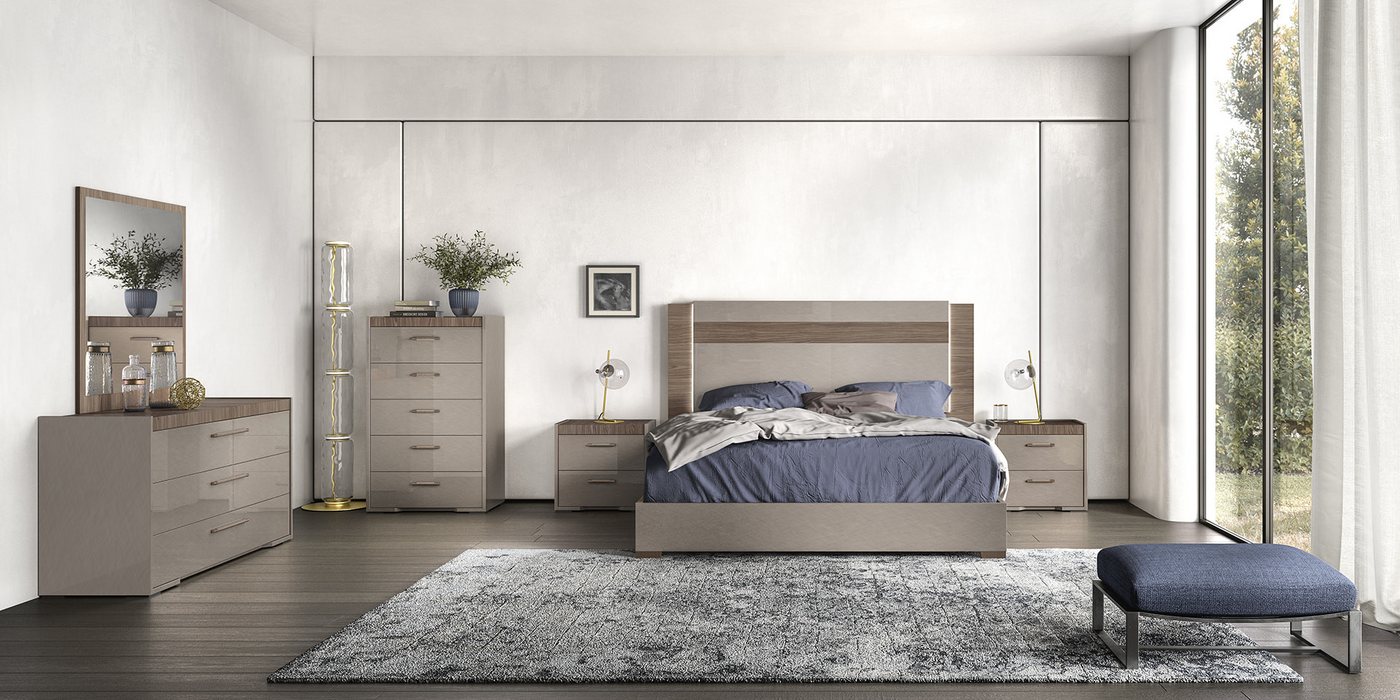 Interdesign24 Schlafzimmer-Set Amalfi, (6-Teilig, in Beige/Walnussholzoptik Hochglanz), Made in Italy von Interdesign24