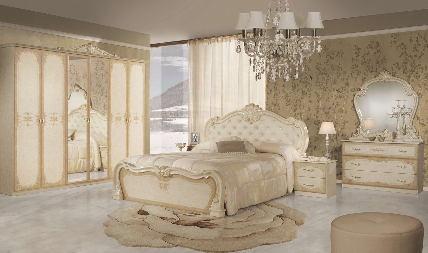 Interdesign24 Schlafzimmer-Set Lavinia, im klassischen Barock Stil Beige Hochglanz 6-Teilig von Interdesign24