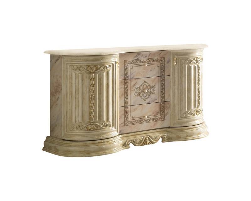 Interdesign24 Sideboard Bella (2-Türig, im Barock-Stil, mit Goldverzierungen), in Beige/Gold Hochglanz von Interdesign24
