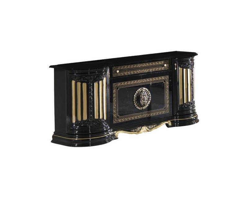 Interdesign24 Sideboard Bella (4-Türig, im Barock-Stil, mit Goldverzierungen), in Schwarz/Gold Hochglanz von Interdesign24