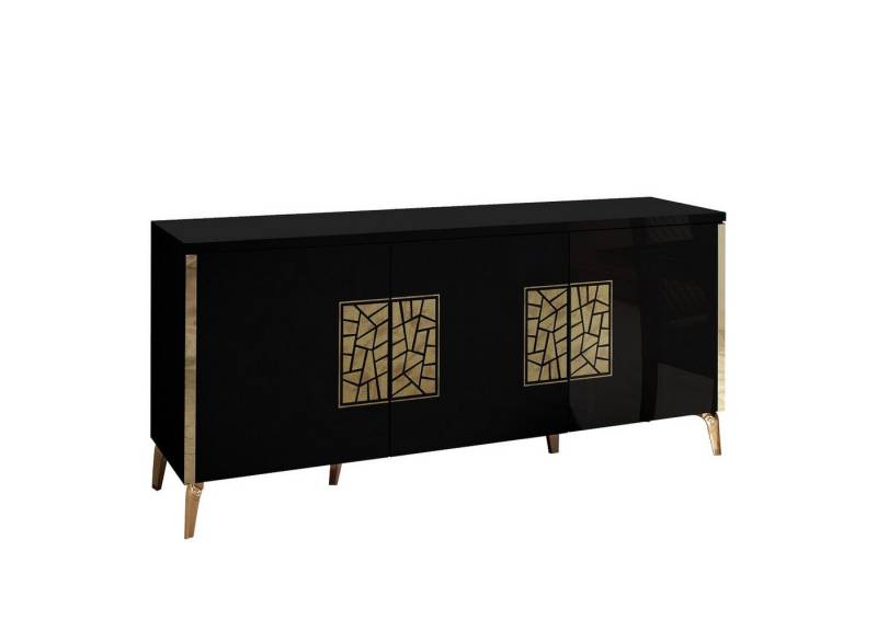Interdesign24 Sideboard Stella (3-Türig, in Schwarz/Gold Hochglanz), Made in Italy von Interdesign24
