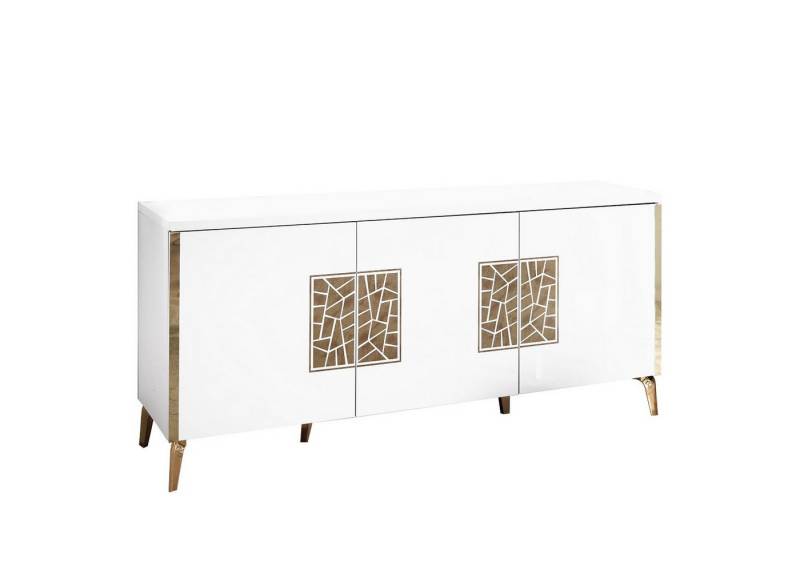 Interdesign24 Sideboard Stella (3-Türig, in Weiß/Gold Hochglanz), Made in Italy von Interdesign24