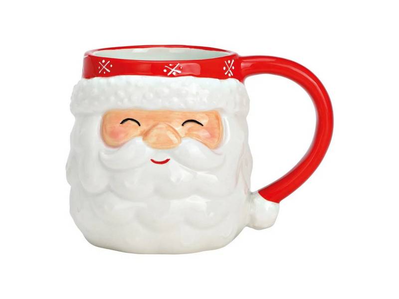 Interdesign24 Tasse Nikolaus 4 Stück, 3D Design aus Keramik 400 ml Rot von Interdesign24