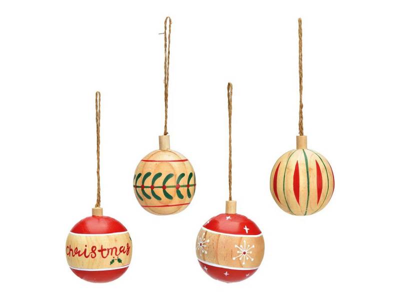 Interdesign24 Weihnachtsbaumkugel Wood (12 St), aus Holz 12 Stück Rot Grün von Interdesign24