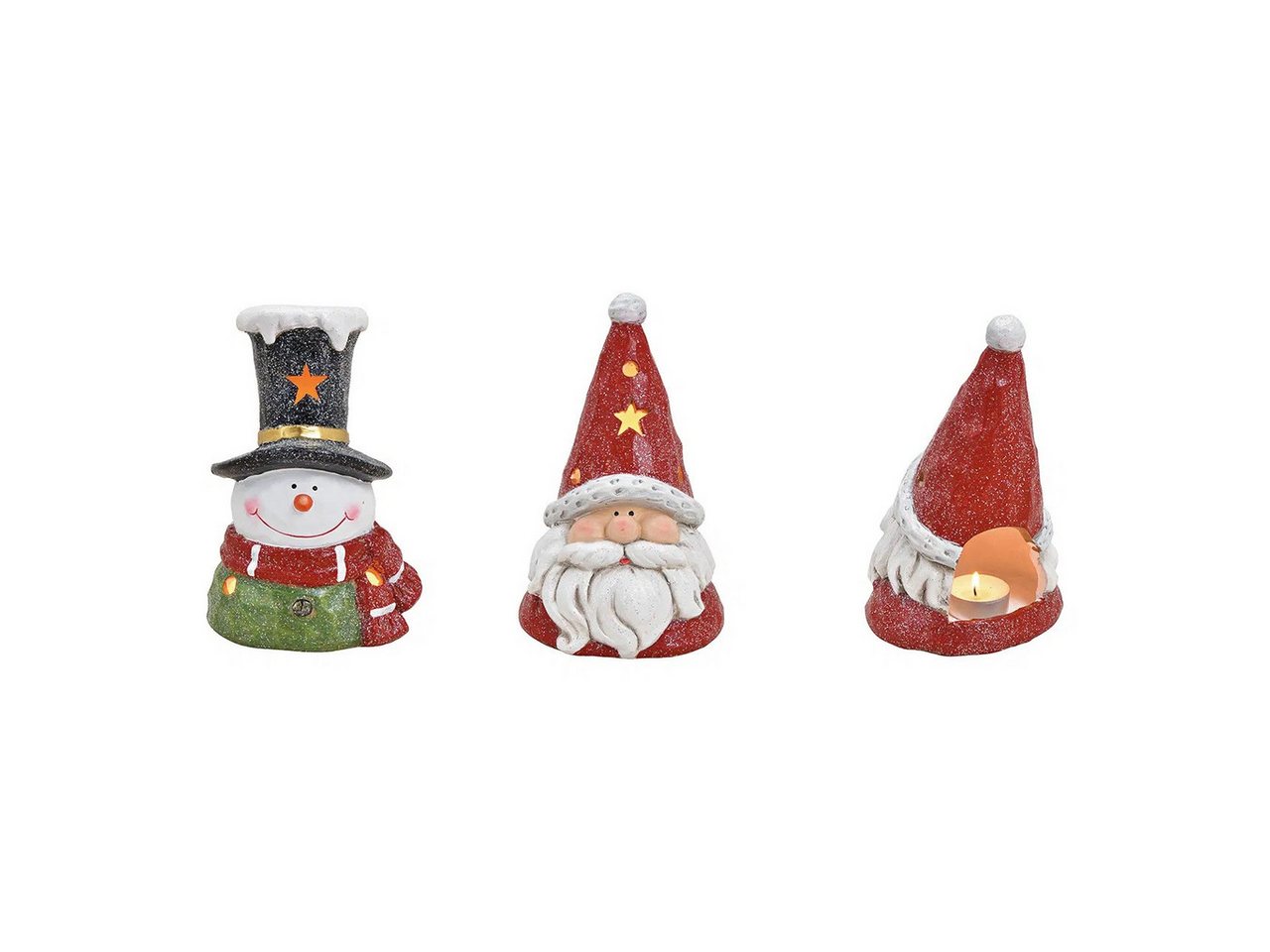 Interdesign24 Windlicht Nikolaus und Schneemann (2er-Set), Glitzer, aus Ton, für Teelichter 20/21 cm von Interdesign24