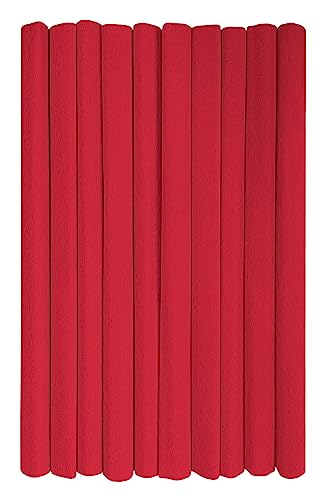 Interdruk - Crepe Paper Rolls for Kids, DIY and Decorations - Pack of 10 Reels (50cm x 200cm, 28g/m2) - 07 Red von Interdruk