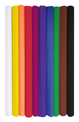 Interdruk - Crepe Paper Rolls for Kids, DIY and Decorations - Pack of 10 Reels (50cm x 200cm, 28g/m2) - 10 Colours Assorted, 00 Sortierte Farben von Interdruk