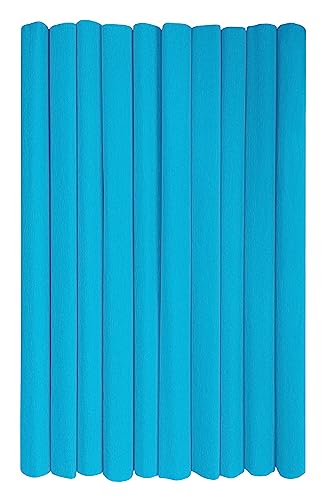 Interdruk - Crepe Paper Rolls for Kids, DIY and Decorations - Pack of 10 Reels (50cm x 200cm, 28g/m2) - 20 Azure, 20 Azurblau von Interdruk