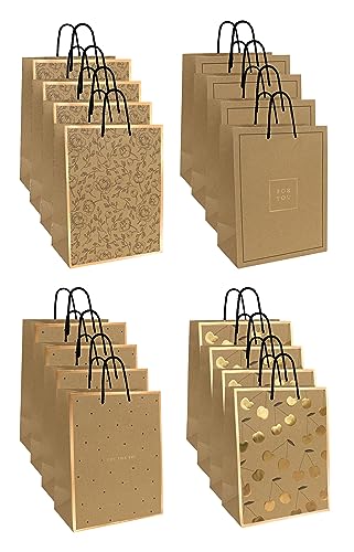 Interdruk - Geschenktüte - 18 x 23 x 10 cm - Kraft Gold - 12-er Pack von Interdruk
