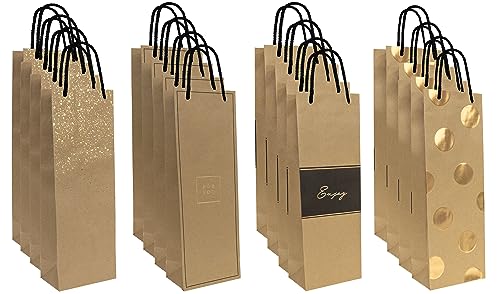 Interdruk - Geschenktüte für Weinflaschen - Kraft Gold - 12-er Pack von Interdruk