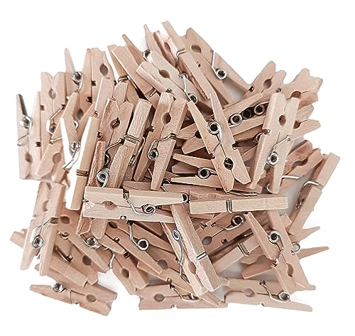 Interdruk - Mini-Holzklammern - Wäscheklammern Holz Klein - Deko-Klammern - Kleine Holzklammern für Fotos und Collagen - 50 Stück - Naturholz von Interdruk