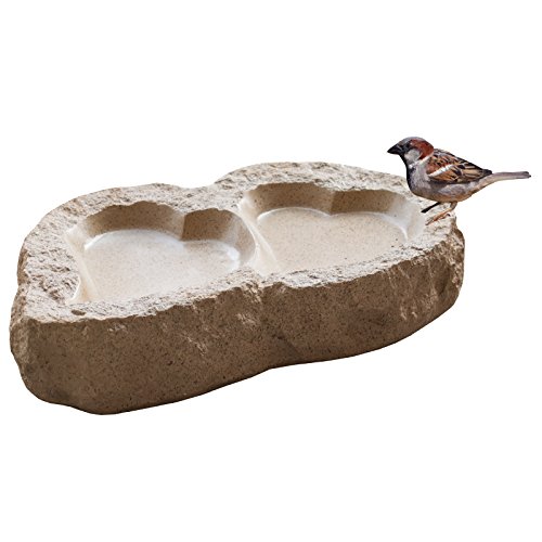 Intergarden Vogeltränke Heart gelblich/gelb in Granitoptik Steinoptik Vogel Tränke Polystone Herz Natursteinoptik Kunststein B-Ware zum Sonderpreis von Intergarden