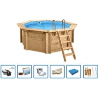 Interline Holzpool "Java" 3,55 m / 1,16m Achteck Rund (Filteranlage 6,0m3, Basis Set) von Interhiva