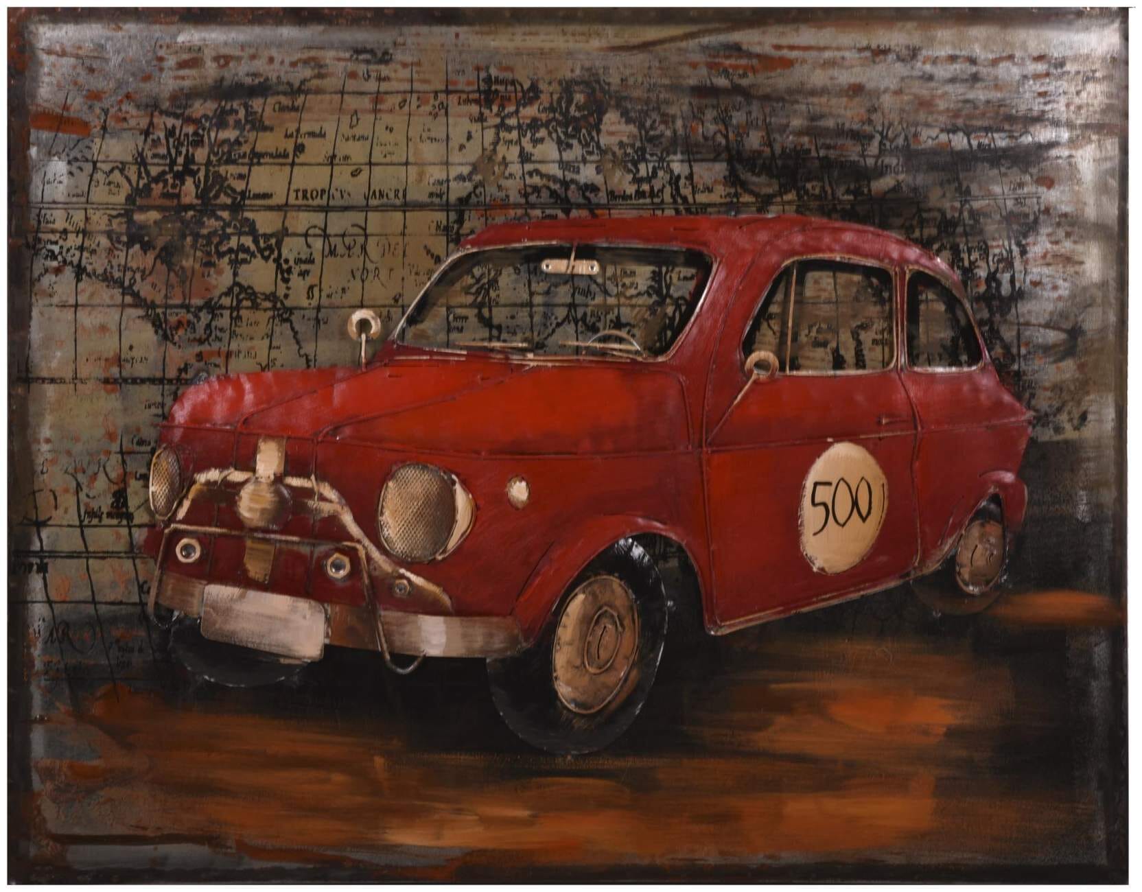 Wandbild Wanddekoration 3D Metallbild rotes Auto 100 x 80 cm von Interia Home & Living