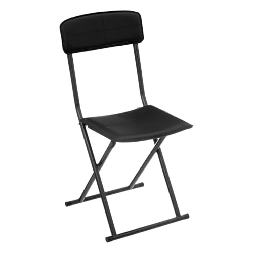 Atmosphera - Klappstuhl Kunstleder schwarz - PVC und grau gefärbter Stahl. Abmessungen L. 40,5 x B. 40 x H. 83 cm von 5 five simply smart