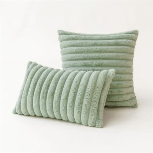 2er Set Kissen-Bezug mit Füllung, fluffige Sofakissen Couchkissen Dekokissen Zierkissen Kopfkissen Kuschelkissen, mit verstecktem Reisverschluss, weich & angenehm, Doppelpack (MInze 50 x 50 cm) von Interior by Hakito