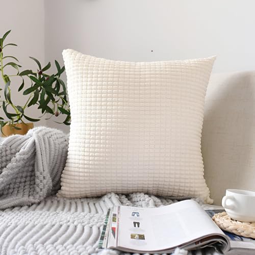 2er Set Sofakissen mit Füllung ( 30x50cm ), Modell Sven creme Kordsamt versteckter Reisverschluss, geeignet als Couchkissen Dekokissen Zierkissen, Premium Füllkissen inklusive, Doppelpack von Interior by Hakito