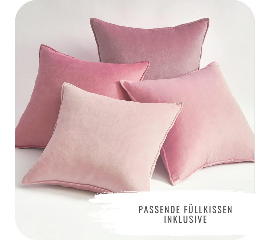 Interior by Hakito Dekokissen 4er Set Kissenbezüge inklusive Füllkissen Set Sami Samt weich, Kissenhülle mit Füllung von Interior by Hakito