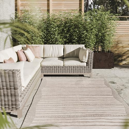 Interiyou Outdoor Teppich Florenz - 200x300 cm Beige - Wetterfest & UV-beständig für Balkon, Terrasse und Garten - Flachgewebe Aussenteppich von Interiyou