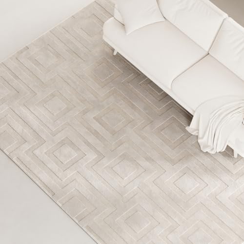 Interiyou Teppich Wohnzimmer Cannes - 240x340 cm Creme - Für Schlafzimmer, Esszimmer, Kinderzimmer - Kurzflorteppich skandinavisches Boho Muster - Hoch-Tief Effekt - Flach mit Geometrischem Muster Interiyou Teppich Wohnzimmer Cannes - 240x340 cm Creme - Für Schlafzimmer, Esszimmer, Kinderzimmer - Kurzflorteppich skandinavisches Boho Muster - Hoch-Tief Effekt - Flach mit Geometrischem Muster von Interiyou