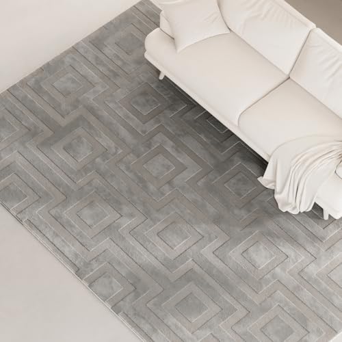 Interiyou Teppich Wohnzimmer Cannes - 120x170 cm Grau - Für Schlafzimmer, Esszimmer, Kinderzimmer - Kurzflorteppich skandinavisches Boho Muster - Hoch-Tief Effekt - Flach mit Geometrischem Muster Interiyou Teppich Wohnzimmer Cannes - 120x170 cm Grau - Für Schlafzimmer, Esszimmer, Kinderzimmer - Kurzflorteppich skandinavisches Boho Muster - Hoch-Tief Effekt - Flach mit Geometrischem Muster von Interiyou