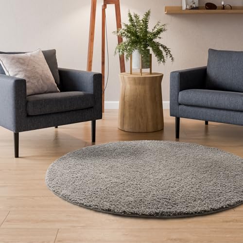 Interiyou Hochflor Teppich Sofia - 250x250 cm Rund Hellgrau - flauschig und einfarbig - waschbar und rutschfest - weicher Langflor Interiyou Hochflor Teppich Sofia - 250x250 cm Rund Hellgrau - flauschig und einfarbig - waschbar und rutschfest - weicher Langflor von Interiyou