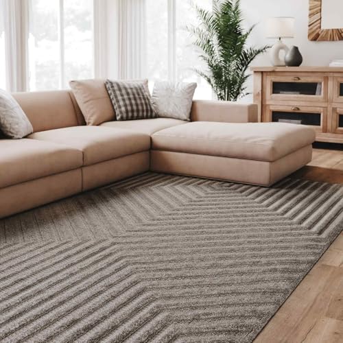 Interiyou Teppich Wohnzimmer Lecce - 240x340 cm Hellgrau - Für Schlafzimmer, Esszimmer, Kinderzimmer - Kurzflorteppich skandinavisches Boho Muster - Hoch-Tief Effekt - Flach mit Geometrischem Muster Interiyou Teppich Wohnzimmer Lecce - 240x340 cm Hellgrau - Für Schlafzimmer, Esszimmer, Kinderzimmer - Kurzflorteppich skandinavisches Boho Muster - Hoch-Tief Effekt - Flach mit Geometrischem Muster von Interiyou