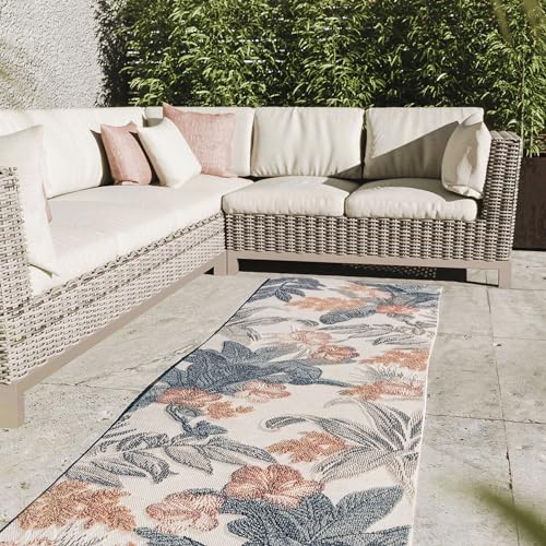 Interiyou Outdoor Teppich Florenz - 80x250 cm Multicolor - Wetterfest & UV-beständig für Balkon, Terrasse und Garten - Flachgewebe Aussenteppich von Interiyou