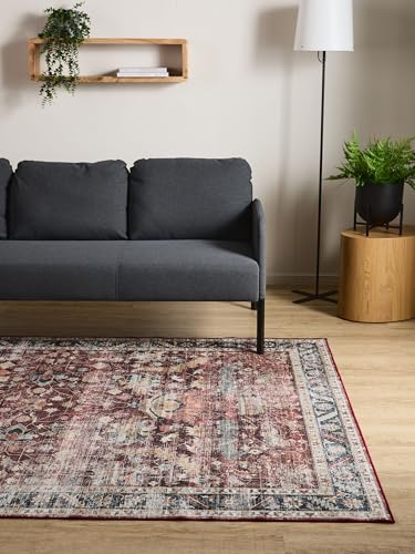 Interiyou Vintage Teppich Wohnzimmer Gent - 140x200 cm Multicolor - Für Schlafzimmer, Esszimmer, Kinderzimmer - Kurzflor waschbar und rutschfest, Print Muster Interiyou Vintage Teppich Wohnzimmer Gent - 140x200 cm Multicolor - Für Schlafzimmer, Esszimmer, Kinderzimmer - Kurzflor waschbar und rutschfest, Print Muster von Interiyou