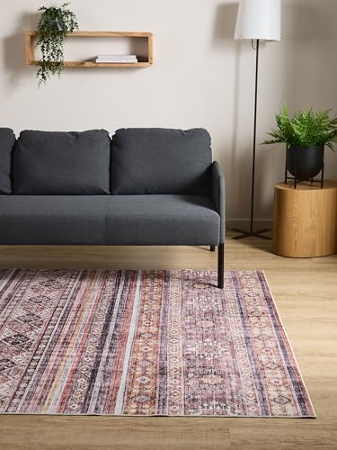 Interiyou Vintage Teppich Wohnzimmer Gent - 160x230 cm Multicolor/Pink - Für Schlafzimmer, Esszimmer, Kinderzimmer - Kurzflor waschbar und rutschfest, Print Muster Interiyou Vintage Teppich Wohnzimmer Gent - 160x230 cm Multicolor/Pink - Für Schlafzimmer, Esszimmer, Kinderzimmer - Kurzflor waschbar und rutschfest, Print Muster von Interiyou