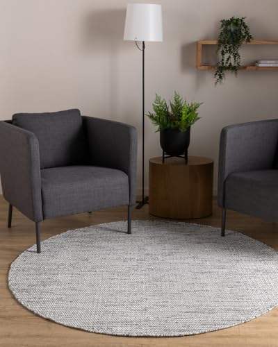 Interiyou handgewebter Baumwollteppich Riga - 200x200 cm Rund Beige/Schwarz - Handwebteppich für Wohnzimmer, Schlafzimmer - 100% Handarbeit Naturfaser Teppich Flachgewebe Interiyou handgewebter Baumwollteppich Riga - 200x200 cm Rund Beige/Schwarz - Handwebteppich für Wohnzimmer, Schlafzimmer - 100% Handarbeit Naturfaser Teppich Flachgewebe von Interiyou