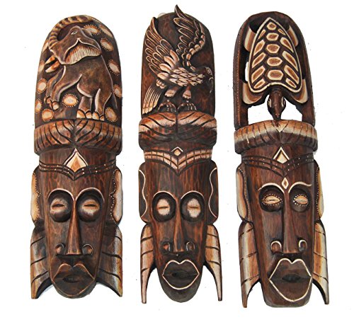 3 Wandmasken 50cm im Afrika Design tolle Wandmaske Maske Holzmaske Masken von Interlifestyle