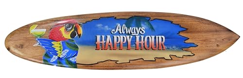 Interlifestyle Deko Surfboard 100cm Always Happy Hour Dekoration zum Aufhängen Board Hawaii von Interlifestyle