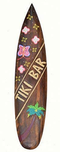 Interlifestyle Deko Surfboard 100cm Tiki Bar Hawaii Dekoration zum Aufhängen Maui Kaui Südsee Surfbrett von Interlifestyle